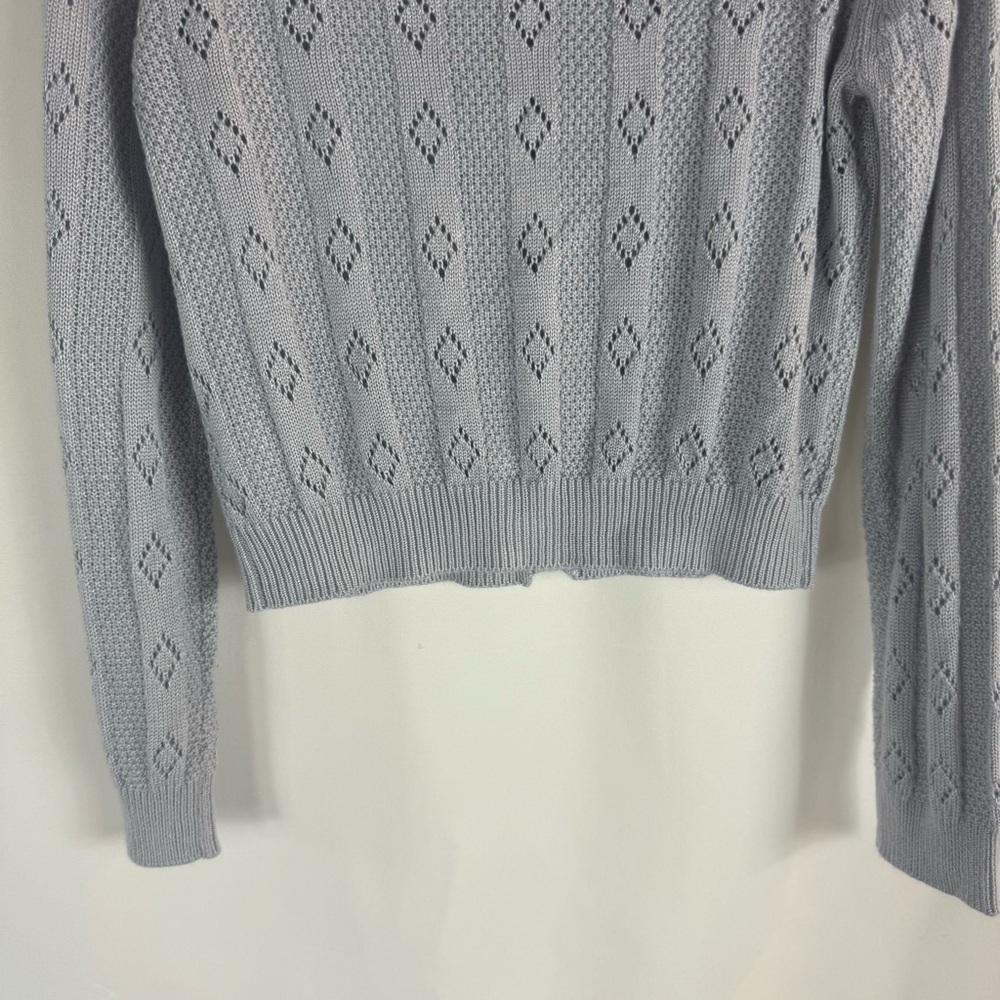 Pink Rose Cardigan Tank sweater baby blue Floral Summer Spring Women size:L - Picture 13 of 14
